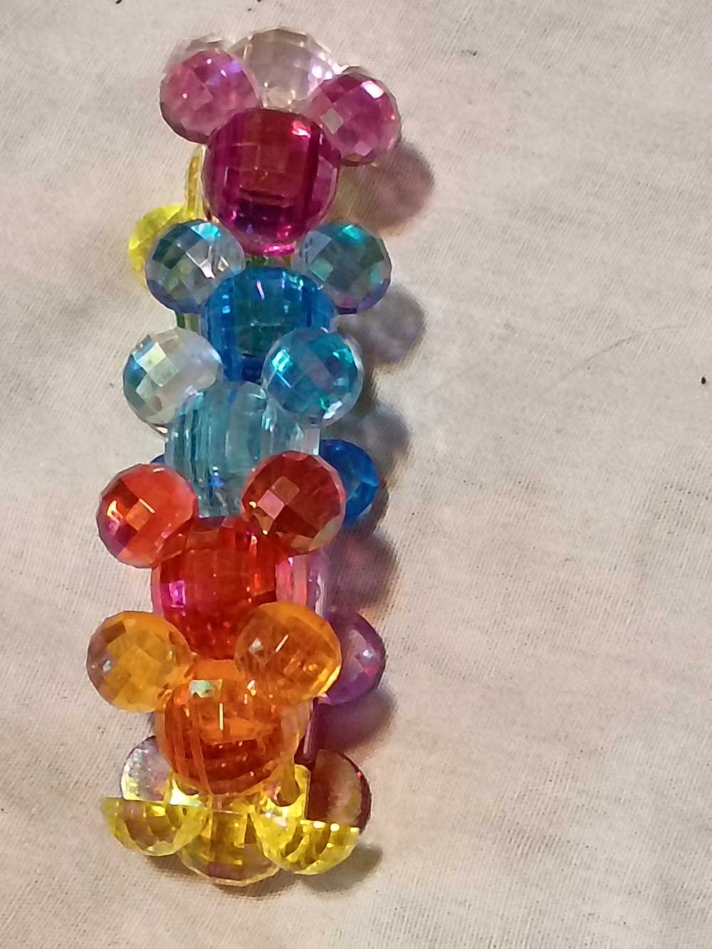 Mickey Inspired Rainbow Crystal (Plastic) Bead Stretch Bracelet - Picture 3 of 4